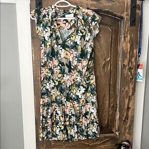 Lulu's Floral Mini Dress in Pink, Green, and Yellow